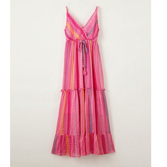 Boho Pink Chevron Print Cami Maxi Dress - Picture 5 of 6